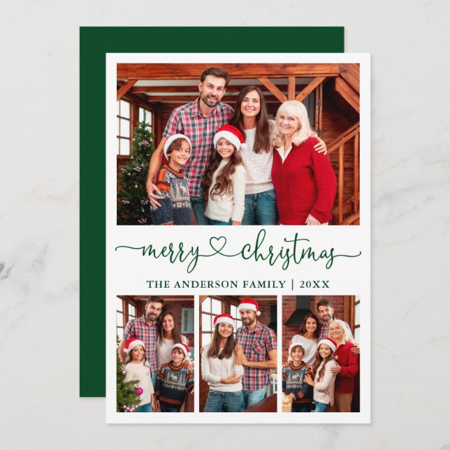 Kalligrafie Herzensschrift Weihnachten 4 Foto Grün (Vorne/Hinten)