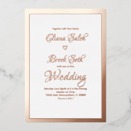 Kalligrafie Herzschrift Moderne Hochzeit gepresst Folieneinladung