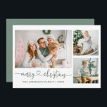 Kalligrafie Herzstück Weihnachten Grün Weihnachten<br><div class="desc">Moderne Kalligrafie Herzschrift Frohe Weihnachten 3 Foto Weihnachtskarte - Sage Green</div>