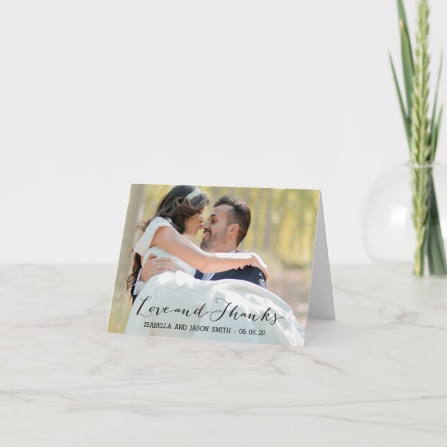 KALLIGRAFIE HOCHZEIT FOTO DANKE KARTE (Vorderseite)