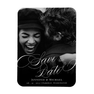 Kalligrafie-Hochzeit Klassisch Elegant Termin merk Magnet