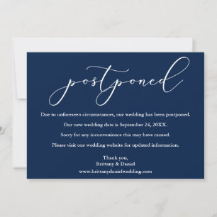 Kalligrafie Hochzeit verzögert Navy Blue Card Save The Date