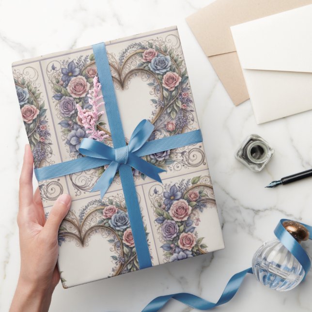 Kalligrafie-Hochzeiten und Rose Geschenkpapier (Schenken)