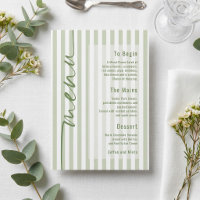 Kalligrafie-Hochzeitsmenü mit grünen Streifen