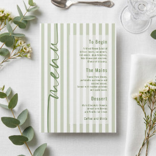 Kalligrafie-Hochzeitsmenü mit grünen Streifen Poster