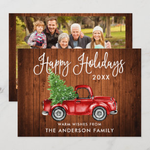 Kalligrafie Holz Vintage LKW-Foto Zurück Feiertagskarte