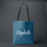 Kalligrafie - Ihr Name Blau und Orange<br><div class="desc">Ersetzen Sie Ihren Skriptnamen Text hier Elegante moderne minimalistische Design Vorlage Light Aquamarin & Pink Shopping Shoulder Tote Bag.</div>