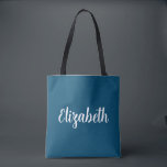 Kalligrafie - Ihr Name Blau und Orange<br><div class="desc">Ersetzen Sie Ihren Skriptnamen Text hier Elegante moderne minimalistische Design Vorlage Light Aquamarin & Pink Shopping Shoulder Tote Bag.</div>