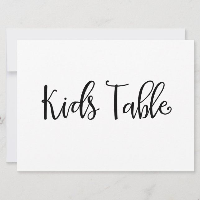 Kalligrafie | "Kids Table" Hochzeitszeichen Einladung (Vorderseite)