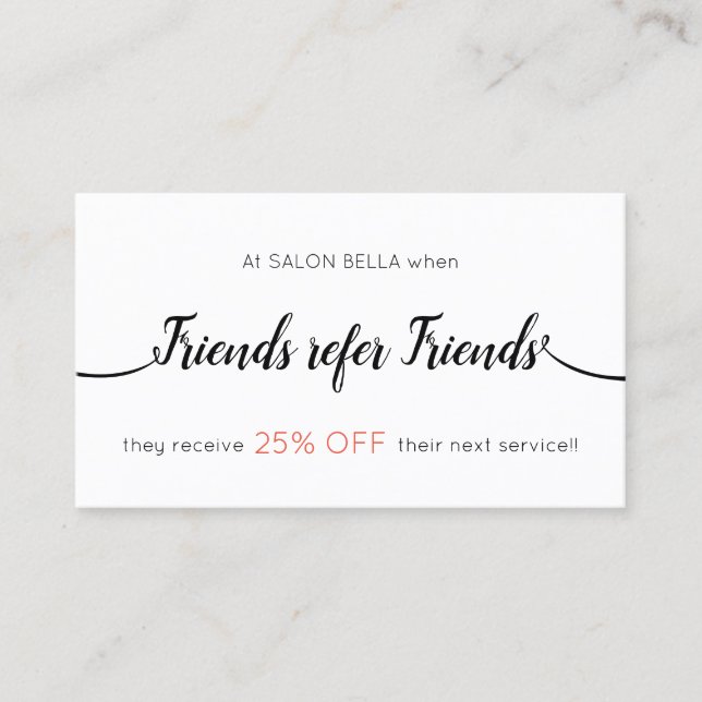 Kalligrafie-Kundenkommunikation Empfehlungskarte (Vorderseite)