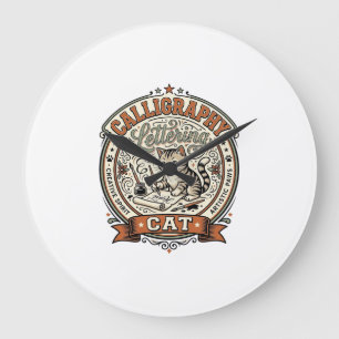 Kalligrafie-Lettering-Katze Kalligrafie-Lettering- Große Wanduhr