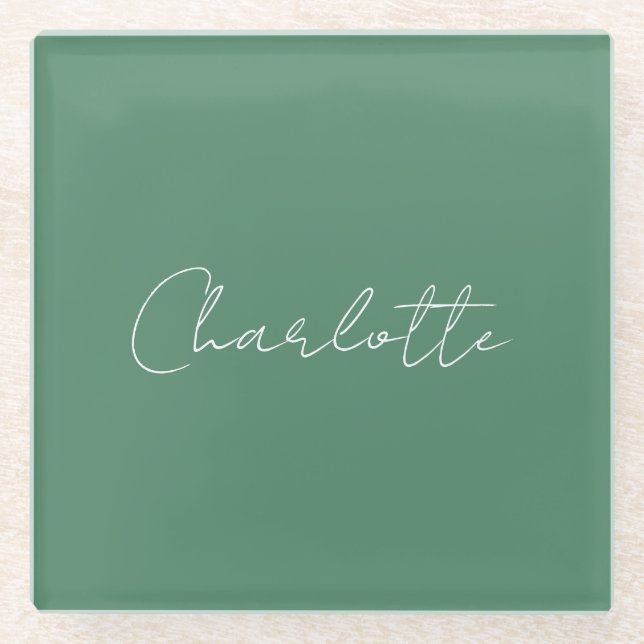 Kalligrafie Minimalistisch Chic Custom Personal Ed Glasuntersetzer (Vorderseite)
