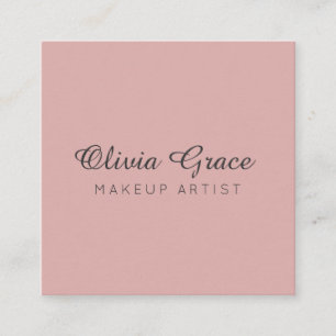 Kalligrafie Minimalistisch Dusty Rose & Holzkohle Quadratische Visitenkarte