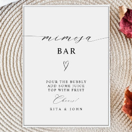 Kalligrafie Minimalistisch Mimosa Bar Wedding Sign Poster