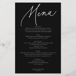 Kalligrafie Minimalistische Hochzeitsmenü Schwarz