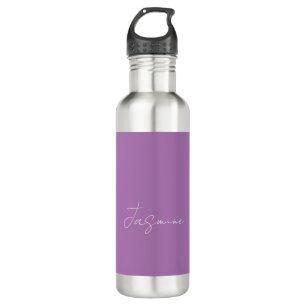 Kalligrafie Minimalistischer Eigenname Lavendel Edelstahlflasche