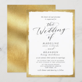 Kalligrafie mit Gold Edge Classic Luxury Wedding Einladung