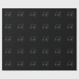Kalligrafie Monogram Name Black Gray Custom Gift Geschenkpapier