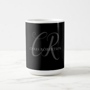 Kalligrafie Monogram Name Black Gray Custom Gift Kaffeetasse