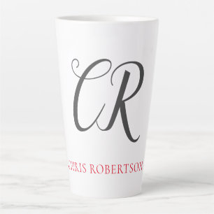Kalligrafie Monogram Name Black Gray Custom Gift Milchtasse