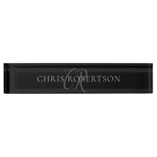 Kalligrafie Monogram Name Black Gray Custom Gift Namensplakette