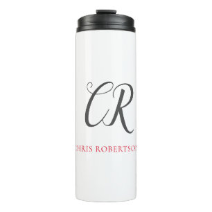 Kalligrafie Monogram Name Black Gray Custom Gift Thermosbecher