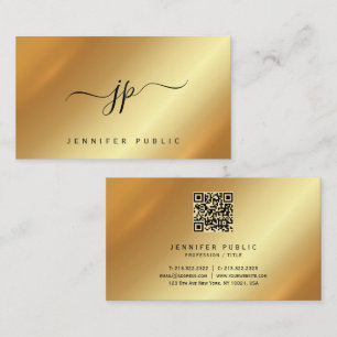 Kalligrafie-Monogramm Gold Premium-Seide Luxus Visitenkarte