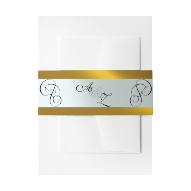 Kalligrafie-Monogramm - Gold/Silber Einladungsbanderole (Vorderseite Beispiel)