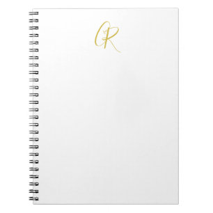 Kalligrafie-Monogramm Goldfarbe Schlicht Modern Notizblock