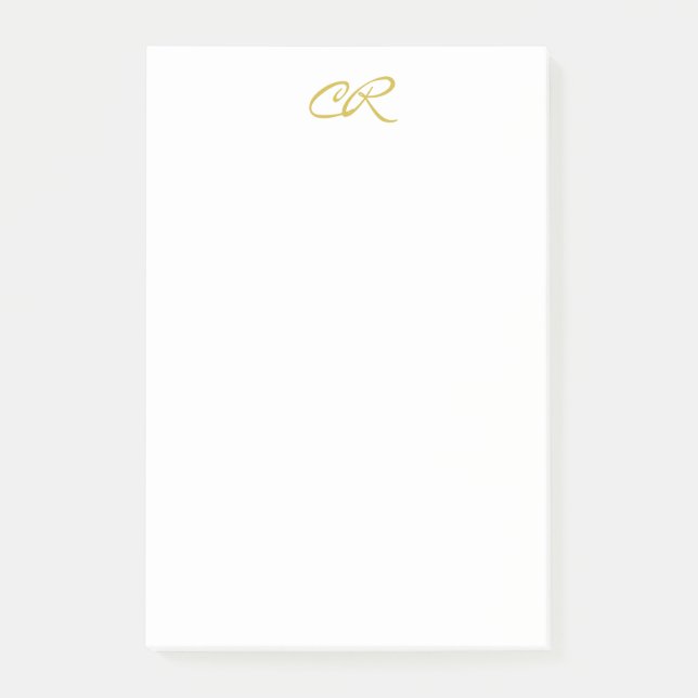Kalligrafie-Monogramm Goldfarbe Schlicht Modern Post-it Klebezettel (Vorderseite)