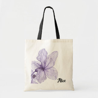 Kalligrafie-Monogramm Hibiskus-Blume Benutzerdefin Tragetasche