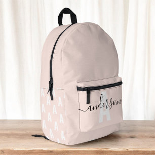 Kalligrafie Monogramm Rosa Bedruckter Rucksack