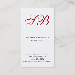 Kalligrafie-Monogramm Weiße Süße Visitenkarte