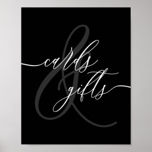 Kalligrafie-Party-Schwarze Karten und Geschenke Poster