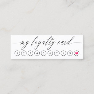 Kalligrafie Pink Heart Loyalty Card Treuekarte