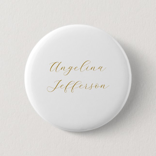 Kalligrafie Profi Elegant Goldfarbe Button (Vorderseite)