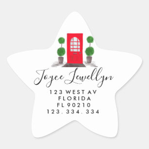 Kalligrafie-Rückadressschild Weihnachten Stern-Aufkleber