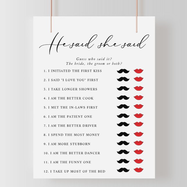 Kalligrafie, sagte er, sie sagte, Brautparty Game (Von Creator hochgeladen)