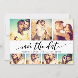 Kalligrafie Save the Date 7 Foto Grid Collage