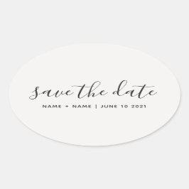 Kalligrafie Save the Date Hochzeitsankündigung Ovaler Aufkleber