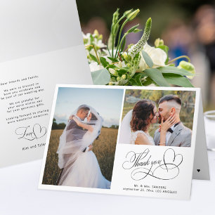 Kalligrafie Schrift elegant 2 Foto Hochzeit Dankeskarte