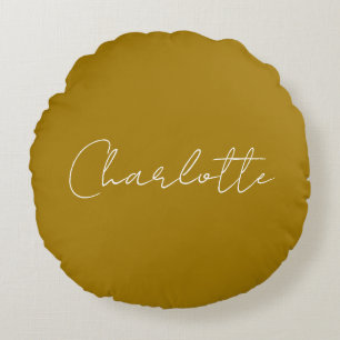 Kalligrafie-Schrift Gold Farbe Benutzerdefinierter Rundes Kissen