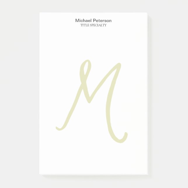 Kalligrafie-Schrift-Monogramm-Initial Modern Post-it Klebezettel (Vorderseite)