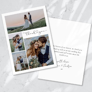 Kalligrafie Schrift Multi Foto Hochzeit Dankeskarte
