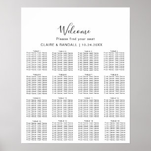 Kalligrafie Schwarz-Grau-Hochzeitstabelle Poster