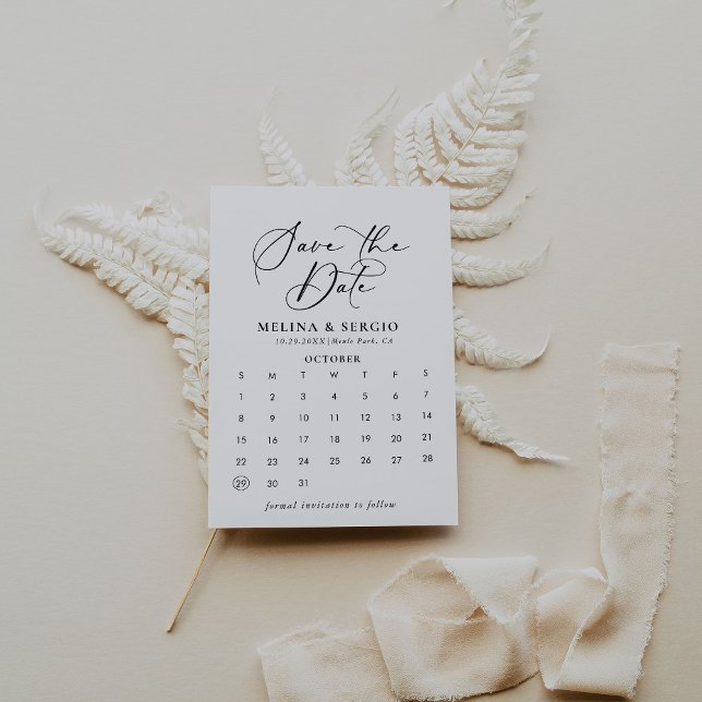 Kalligrafie Schwarz-weiß Save the Date (Von Creator hochgeladen)