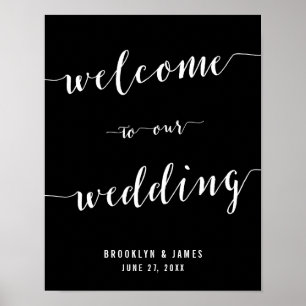 Kalligrafie Schwarze Hochzeitssymbole Poster