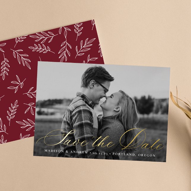 Kalligrafie Script Foil Save the Date Card Folieneinladung (Von Creator hochgeladen)