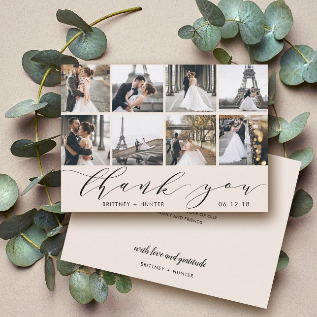 Kalligrafie-Script-FotoCollage von Weiß Dankeskarte (Von Creator hochgeladen)