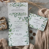 Kalligrafie Script Green Foliage Wedding
